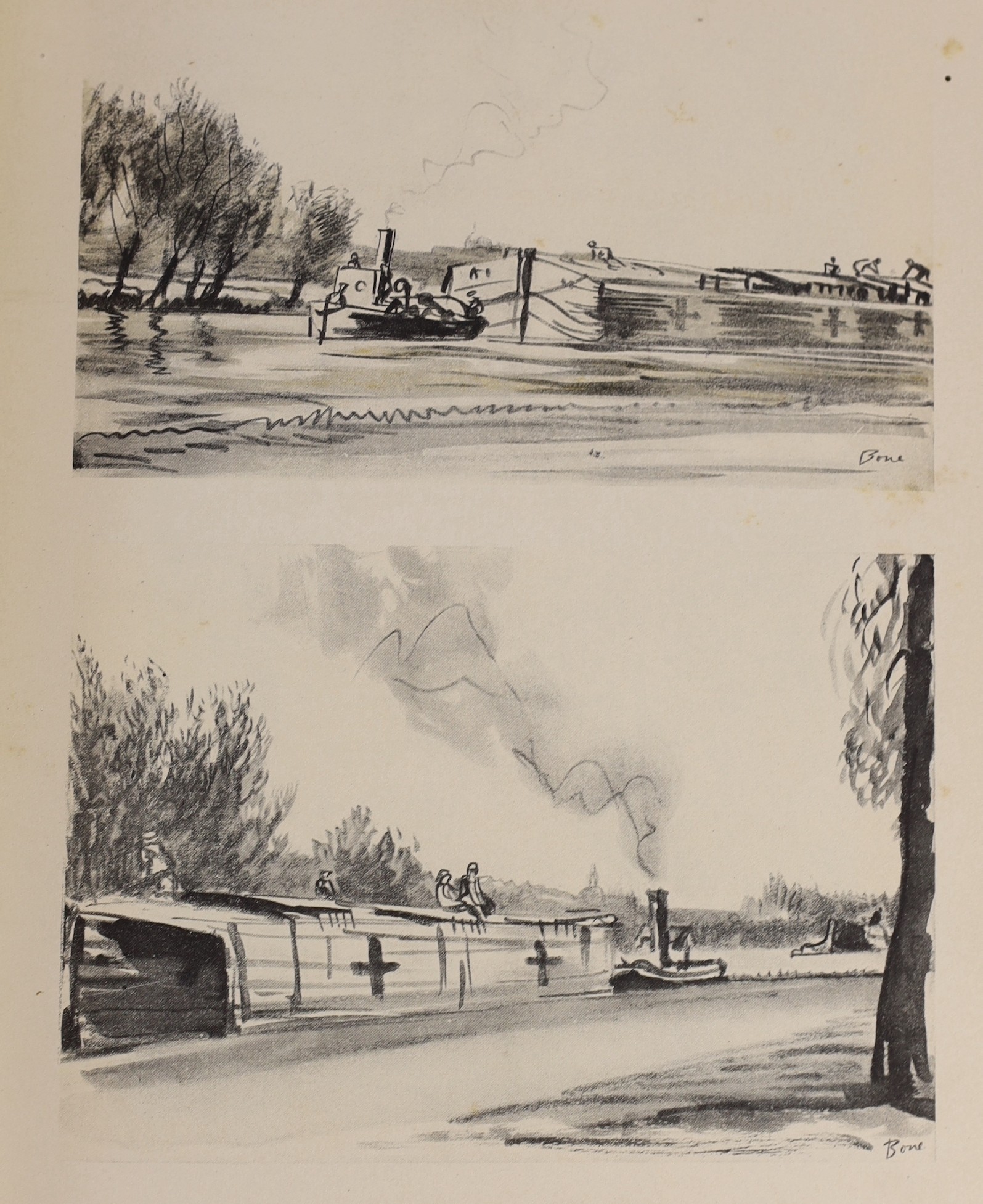 Bone, Muirhead (illustrator) - The Western Front. illus. throughout with many plates (some coloured) & text illus.; contemp. half morocco & cloth, folio 1917